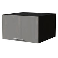 AUFSATZSCHRANK Essen W6B/60 Grau Hochglanz / Schwarz Matt 60 / 59 / 36cm - Schwarz/Grau, Holz/Holzwerkstoff (60/36/59cm) - Feldmann-Wohnen