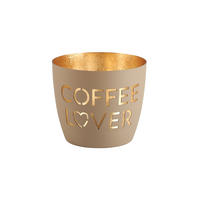 TEELICHTHALTER Madras Coffee lover M, Eisen, sandstone / Gold, H 8.5 cm - Beige, Metall (9cm) - Gift Company