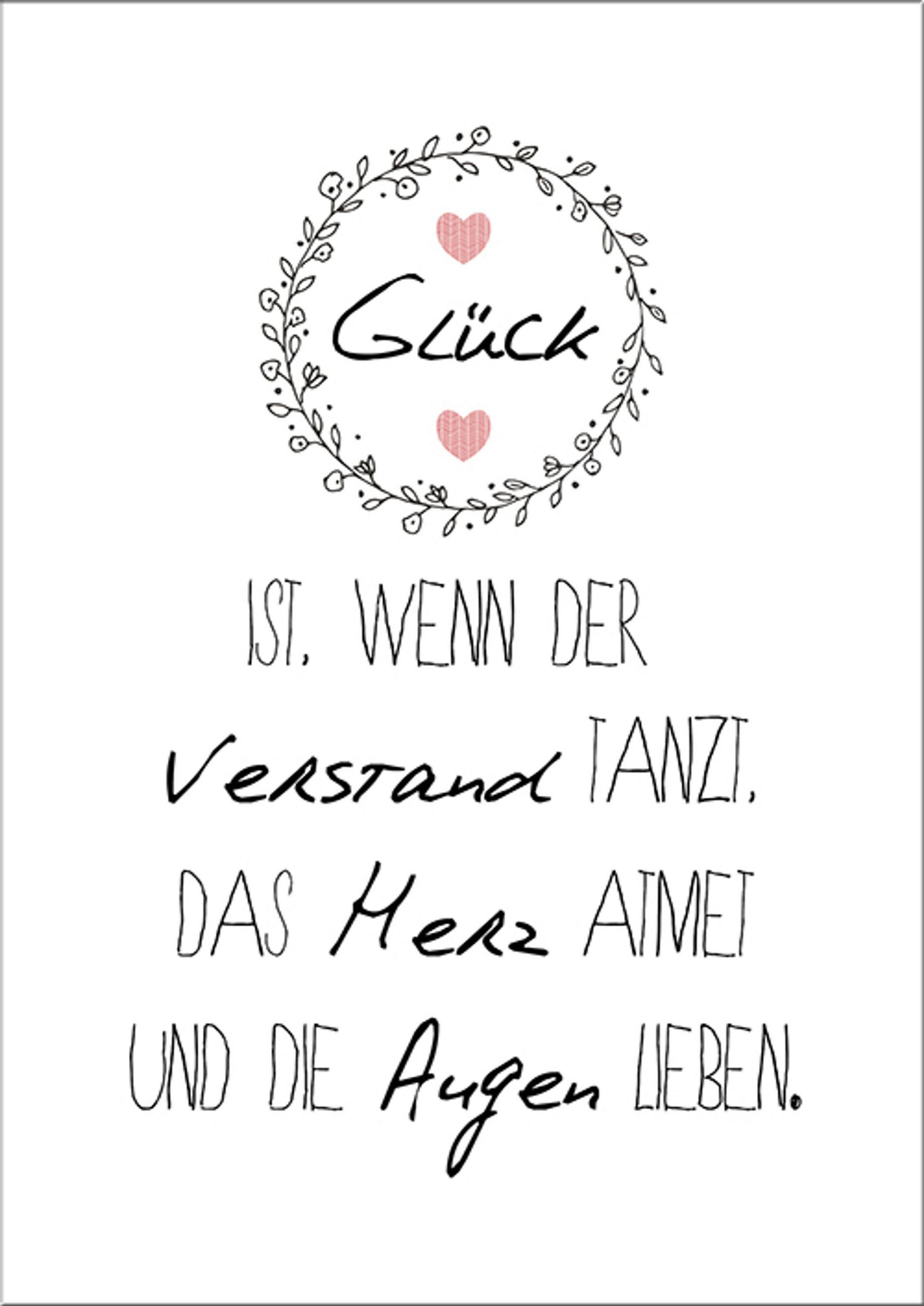 BILD 29x41 cm Spruch Glück Rosa Grau - Weiß, Holzwerkstoff (29/41/2cm) - artissimo