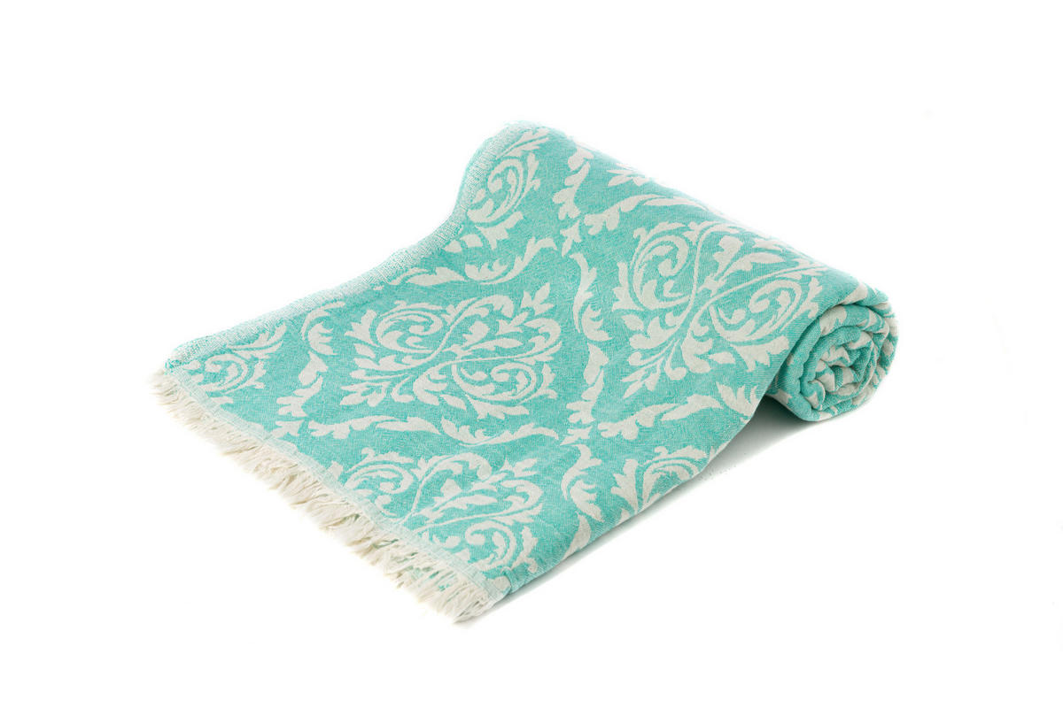 VILLA - Strandtuch Gestreift Lila 100x180 für Babys geeignet 100%Baumwolle Saunatuch Hamamtuch Mehrzweck - Türkis, Textil (100/180cm) - Villa Möbel