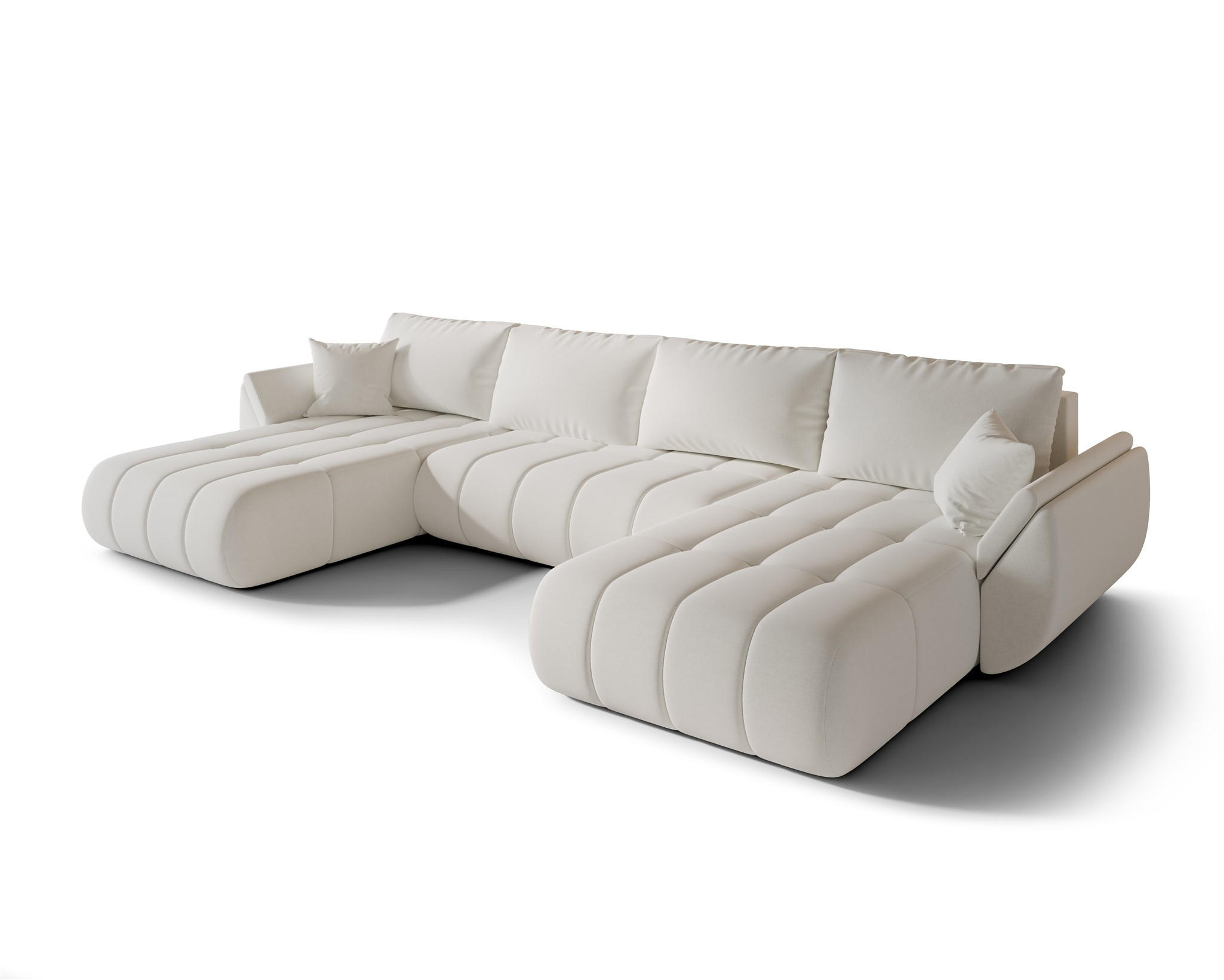 WOHNLANDSCHAFT Misato In Wind - Weiß, Holzwerkstoff/Textil (384/85/175cm) - Fun Möbel