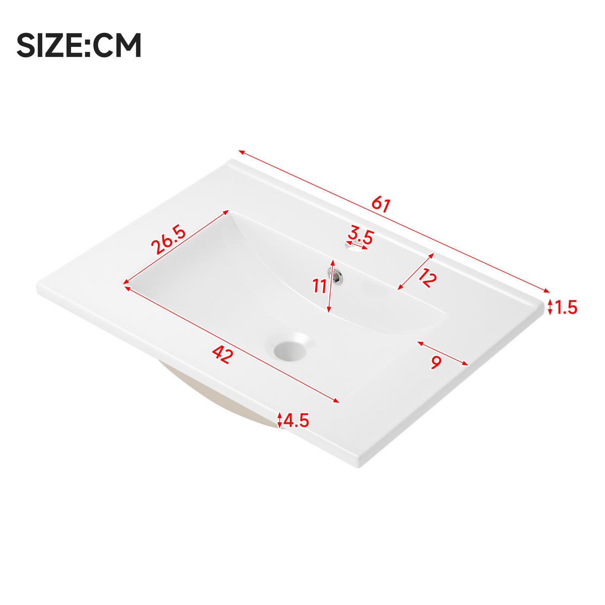 WANDHÄNGENDER 61x46x45 cm Weiß aus Keramik & Spanplatte mit Radarsensor-LED & 2 Schubladen - Weiß, Holzwerkstoff (61/45/46cm) - Modfu