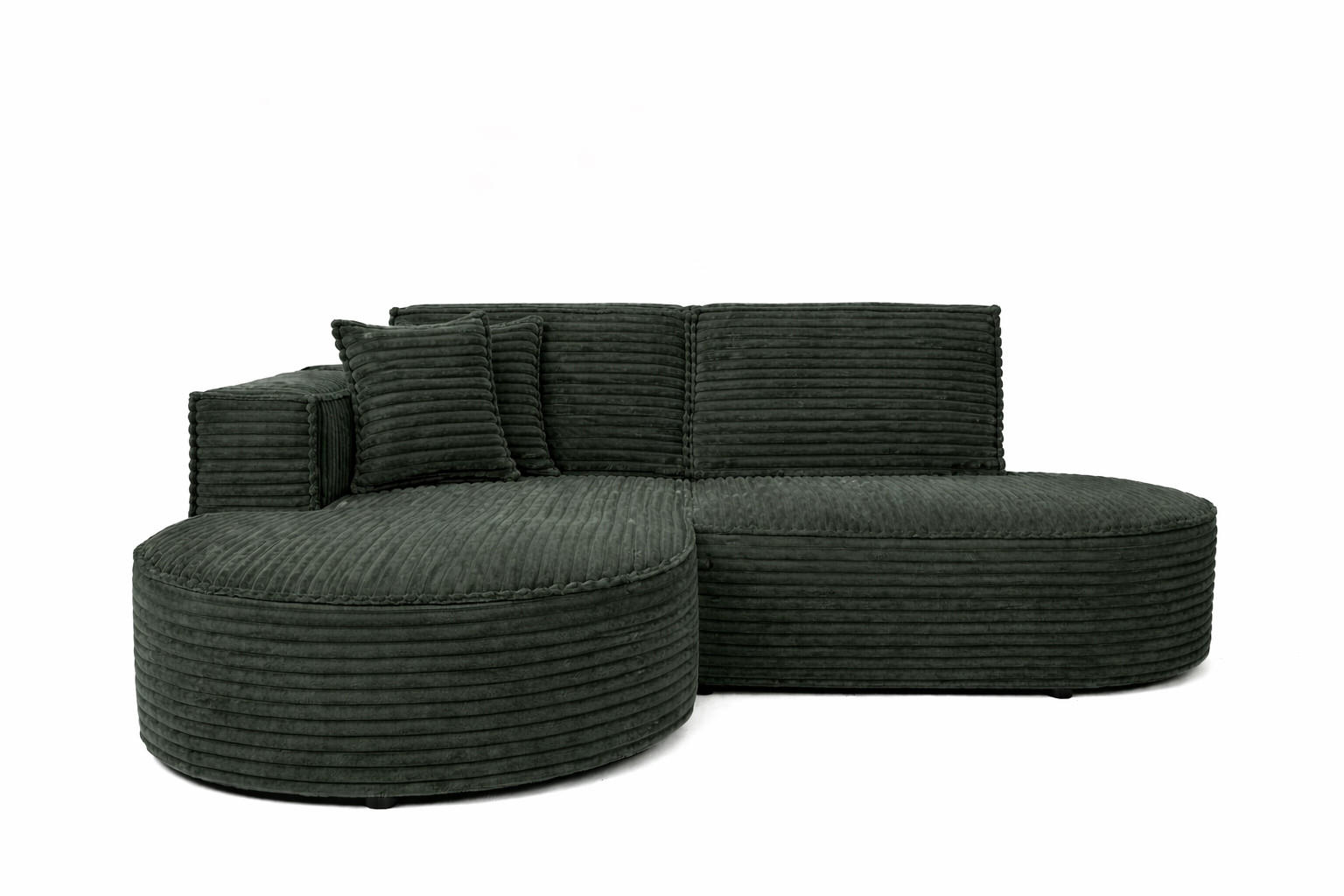 ECKSOFA L-Form, Cordstoff Velo, Grün, Links, Modena Studio - Grün, Holz (236/165cm) - Kaiser Möbel