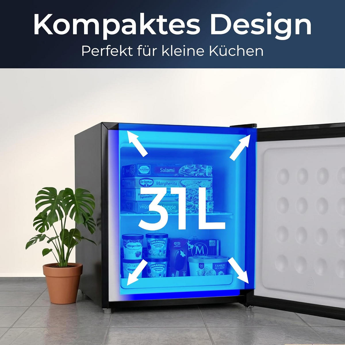 MINIGEFRIERSCHRANK 31L Schwarz - Schwarz, Metall (45/48/47cm) - KLAMER