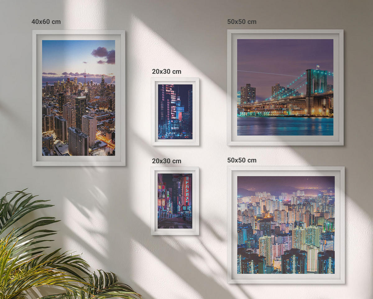 WANDBILDER 5er-Set - 50x50 cm & 20x30 cm & 40x60 cm Weißer Rahmen - Bergblumen Himmelsweg - Weiß, Kunststoff (40/60cm) - ArtPrintCave