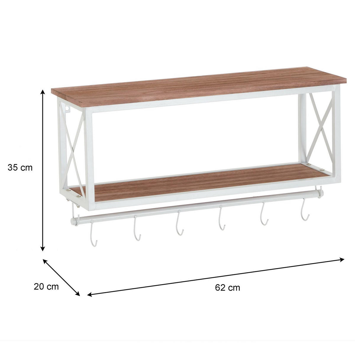 WANDGARDEROBE ARMANDO - Weiß/Braun, Metall (62/35/20cm) - CARO-Möbel