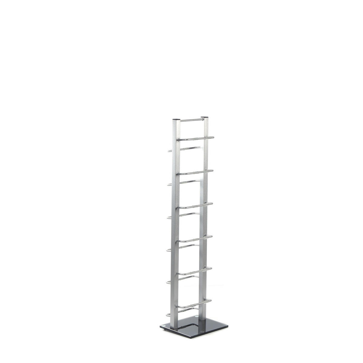 CD STÄNDER LOUNGE TOWER 92 Aluminium / Glas, für 85 CDs silberfarben - Silberfarben, Metall (20/92/12cm) - DESIGN DELIGHTS