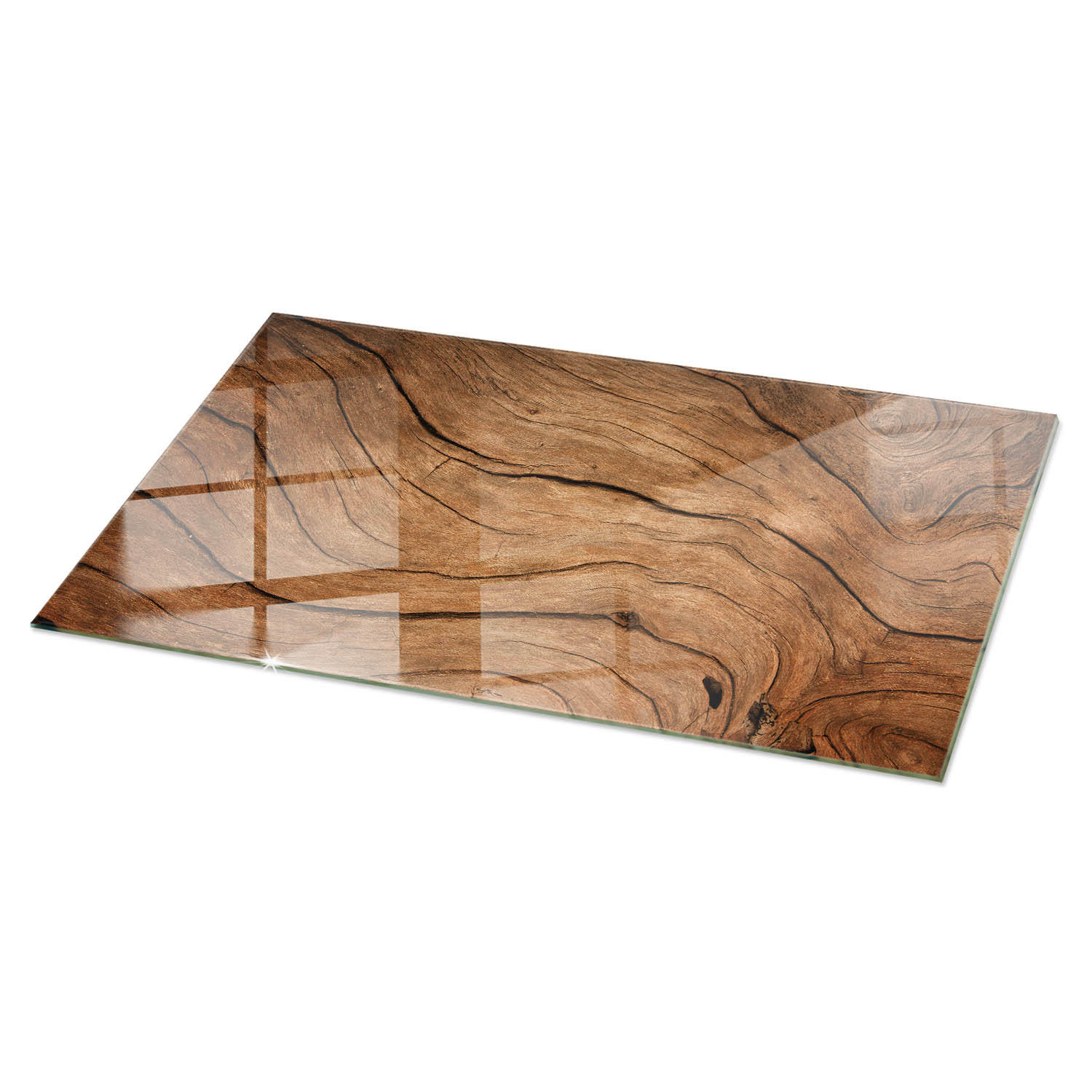 TISCHPLATTE 120x60 cm Naturholz Dekor - Braun, Glas (120/60/0.4cm) - TULUP