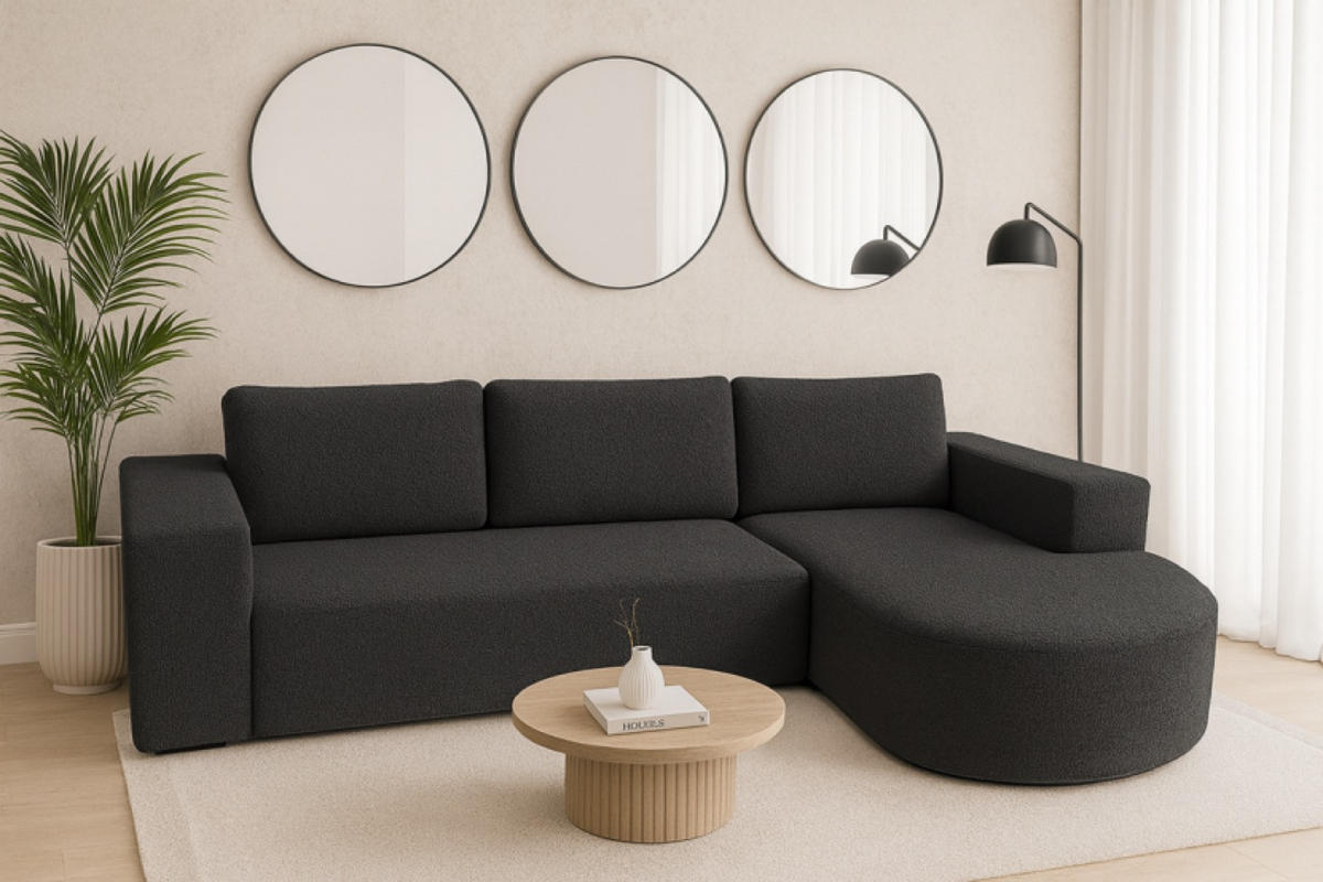 ECKSOFA Grafit Vello Mit Schlaffunktion Rechts - Graphitfarben, Textil (165/270cm) - Sepro Meble