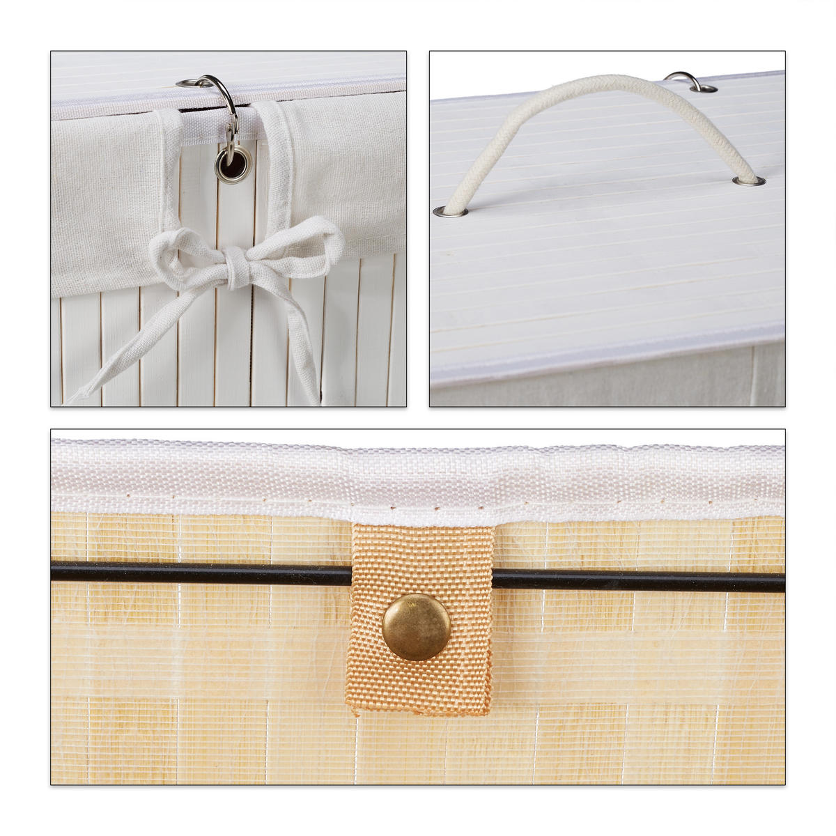 WÄSCHEKORB - Weiß, Holz/Textil (55/63/35cm) - Relaxdays