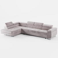 ECKSOFA VEMO NOVA Links Hellrosa Velours-Stoff mit Schlaffunktion und Bettkasten - Pink, Textil (341/202cm) - Barchello