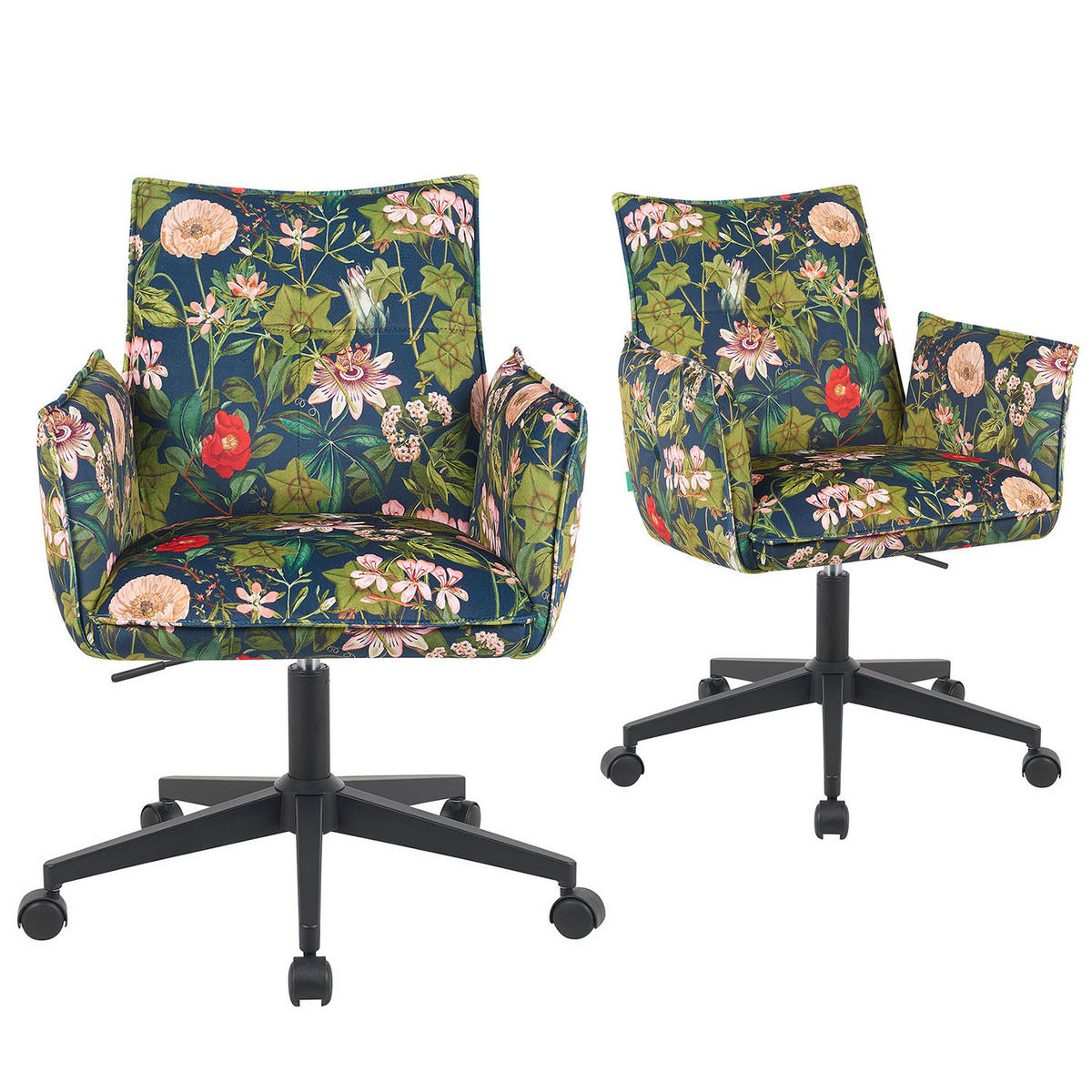 BÜROSTUHL Mika-Malu - Multicolor/Schwarz, Textil/Metall (60/85/63cm) - DUBI Möbel