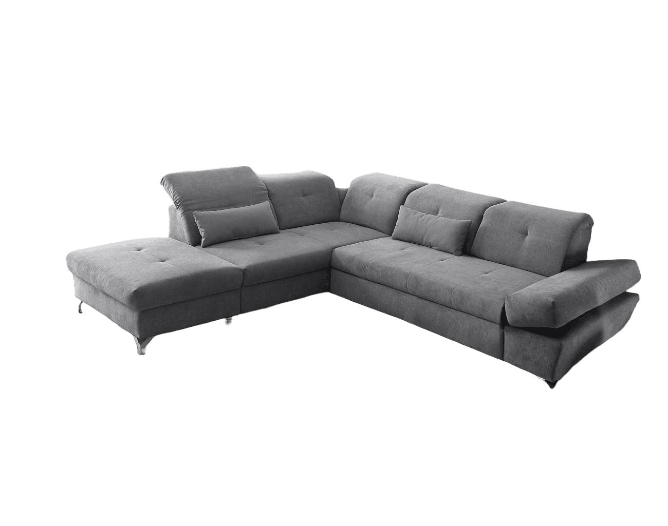 ECKSOFA mit Schlaffunktion und verstellbaren Kopflehnen - Chromfarben/Dunkelgrau, Textil/Metall (275/245cm) - ed exciting design