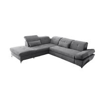ECKSOFA mit Schlaffunktion und verstellbaren Kopflehnen - Chromfarben/Dunkelgrau, Textil/Metall (275/245cm) - ed exciting design