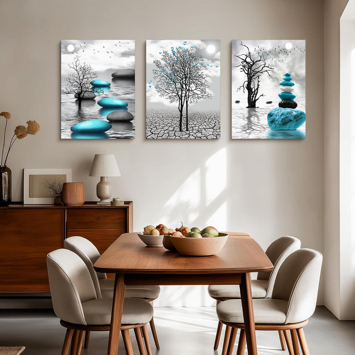 WANDBILD Großer Baum See Landschaft 70 x 50 cm - Multicolor, Textil (50/0.5cm)