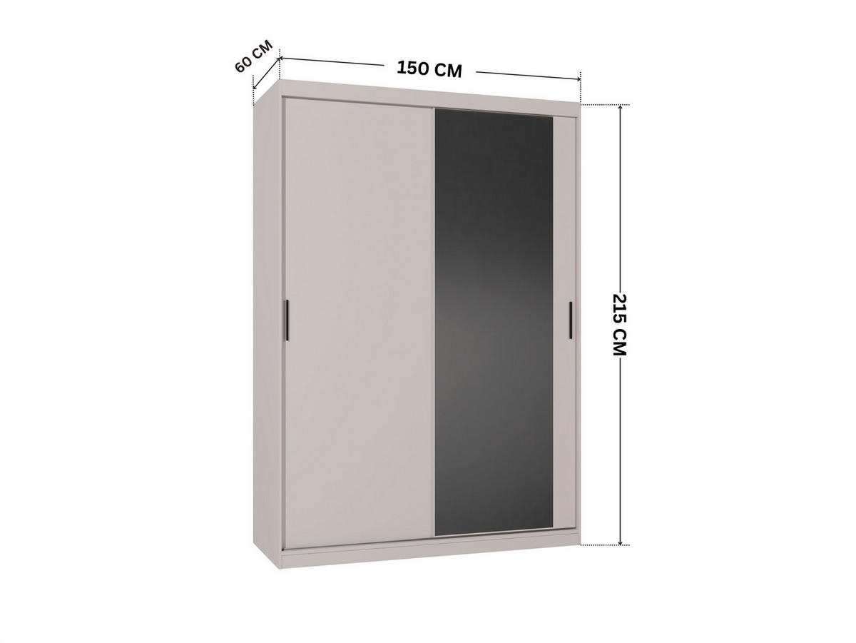 SCHWEBETÜRENSCHRANK Mirano Kaschmir 150 cm - Kaschmir, Holzwerkstoff (150/215/60cm) - Ravio