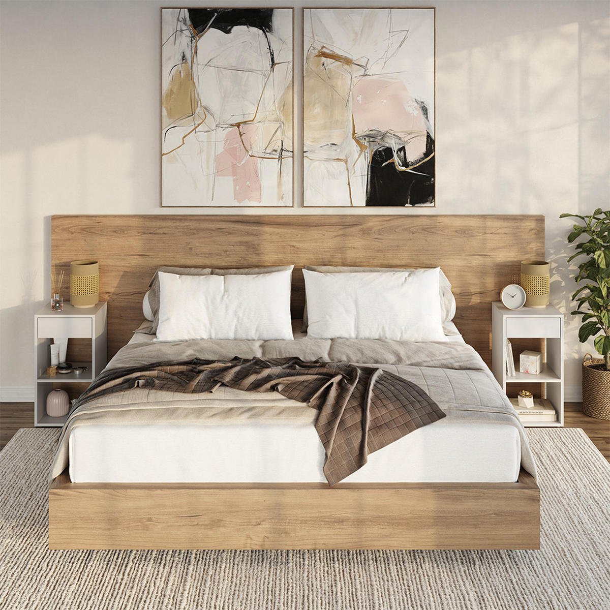 NACHTTISCH Dany Weiß 2er Set - Weiß, Holzwerkstoff (35/65/35cm) - Vicco