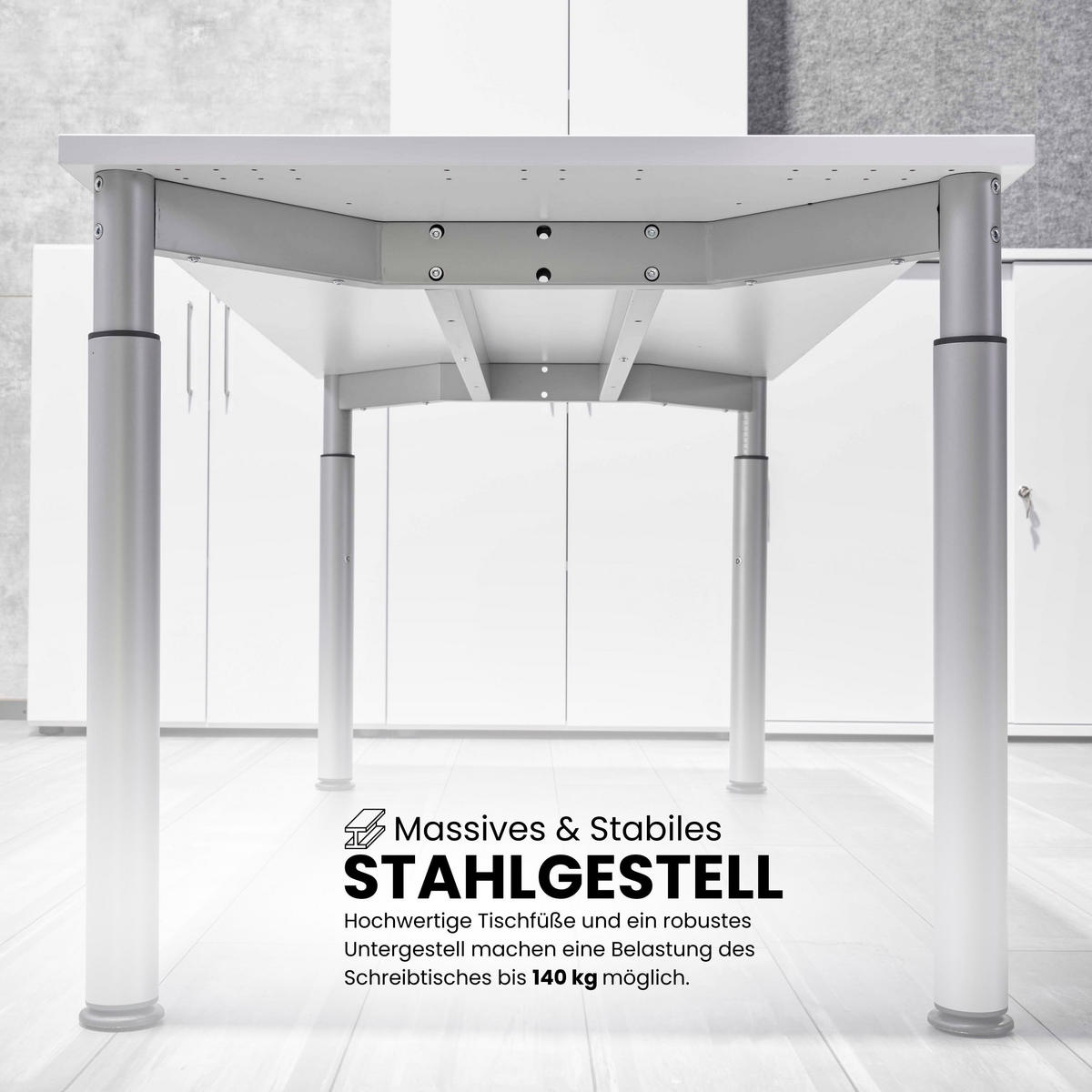 SCHREIBTISCH Serie-Y 80/80/74 cm in Buchefarben/Silberfarben - Buchefarben/Silberfarben, Holzwerkstoff (80/80/74cm) - bümö