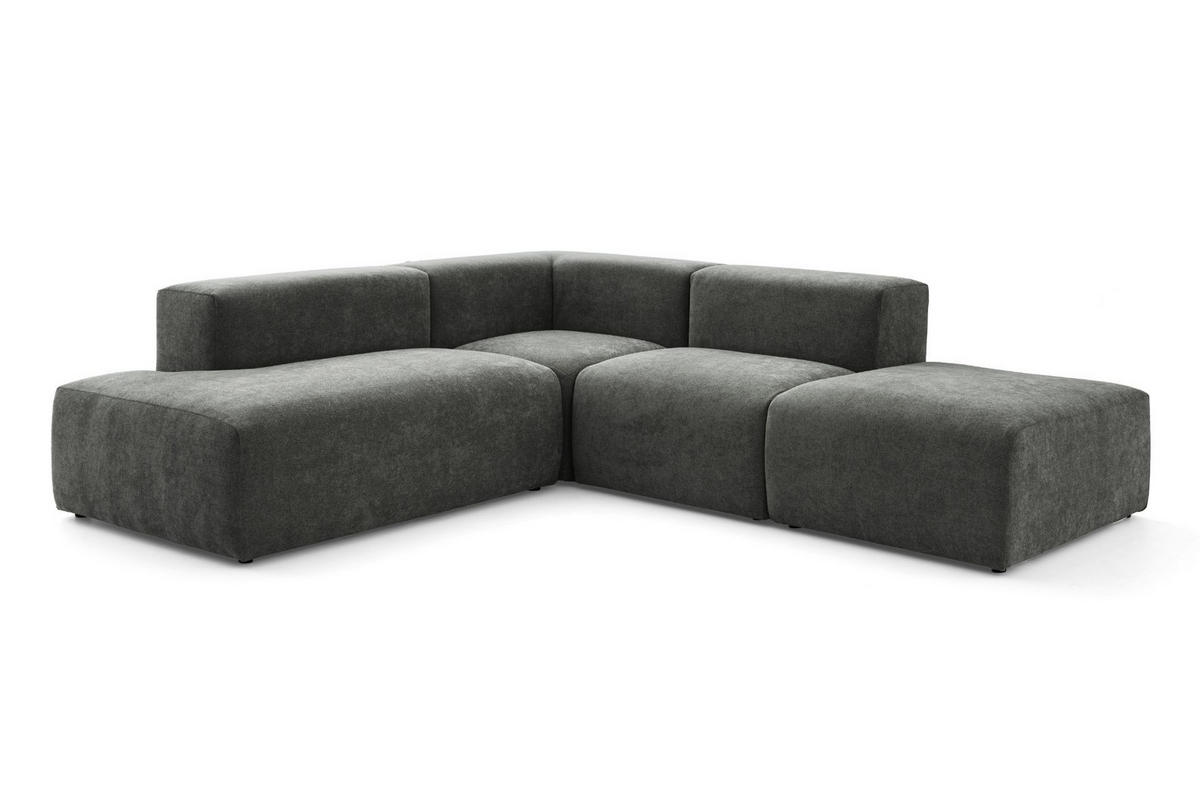 4-SITZER modulares Ecksofa HEAVEN SET 3 Links, Breite 270 cm Webstoff Dunkelgrau - Dunkelgrau/Schwarz, Holz/Kunststoff (245/270cm) - Muffo