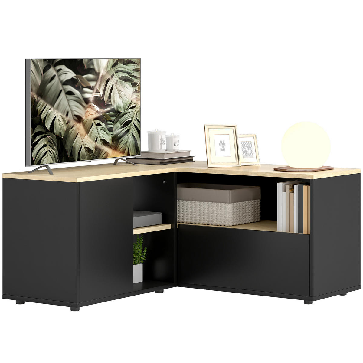 TV-MÖBEL Schwarz 1 Stück - Schwarz, Holzwerkstoff (90/45/90cm) - GiPP