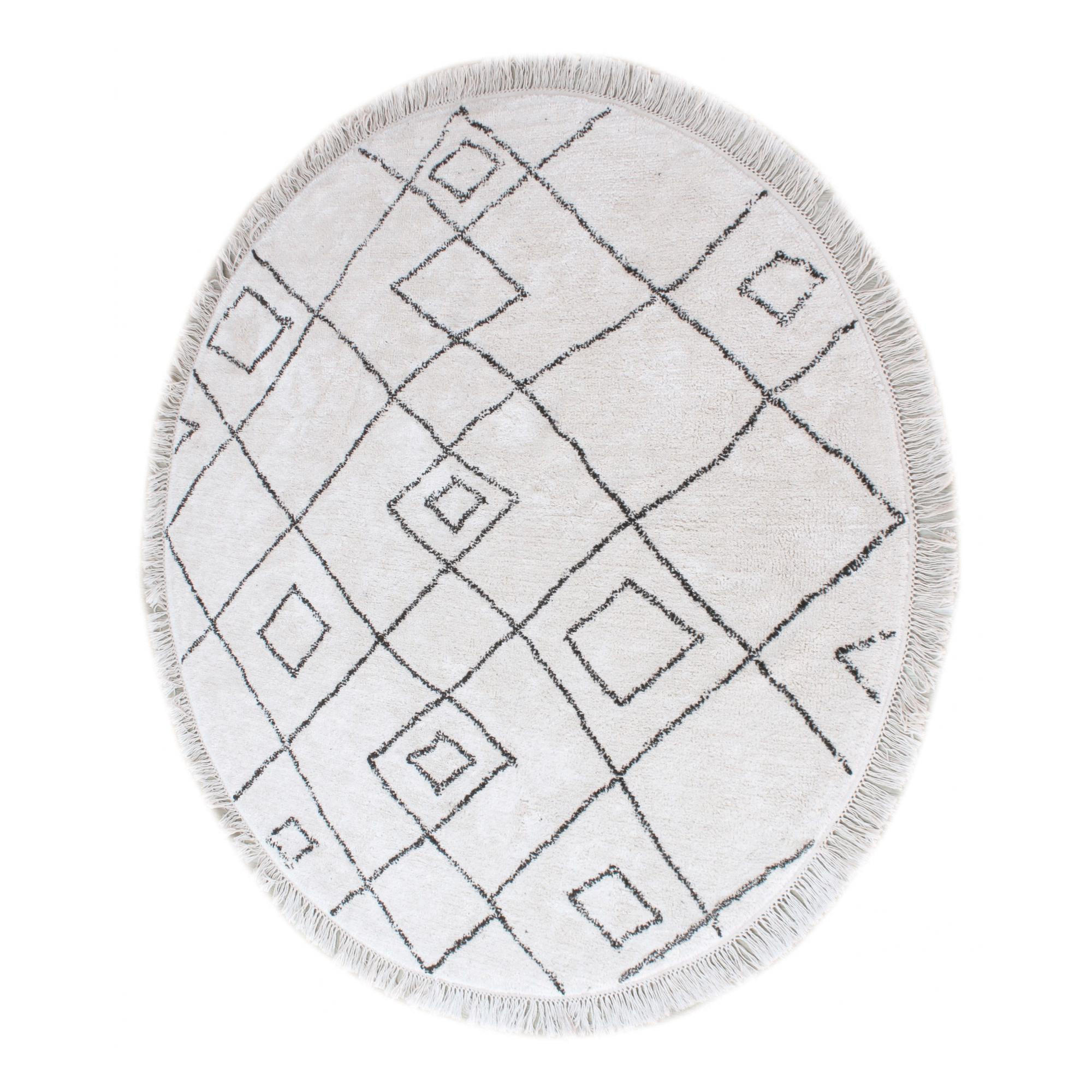 TEPPICH Ervin elfenbein/taupe diameter 160 cm - Weiß, Textil (160/160cm) - The Rug Republic