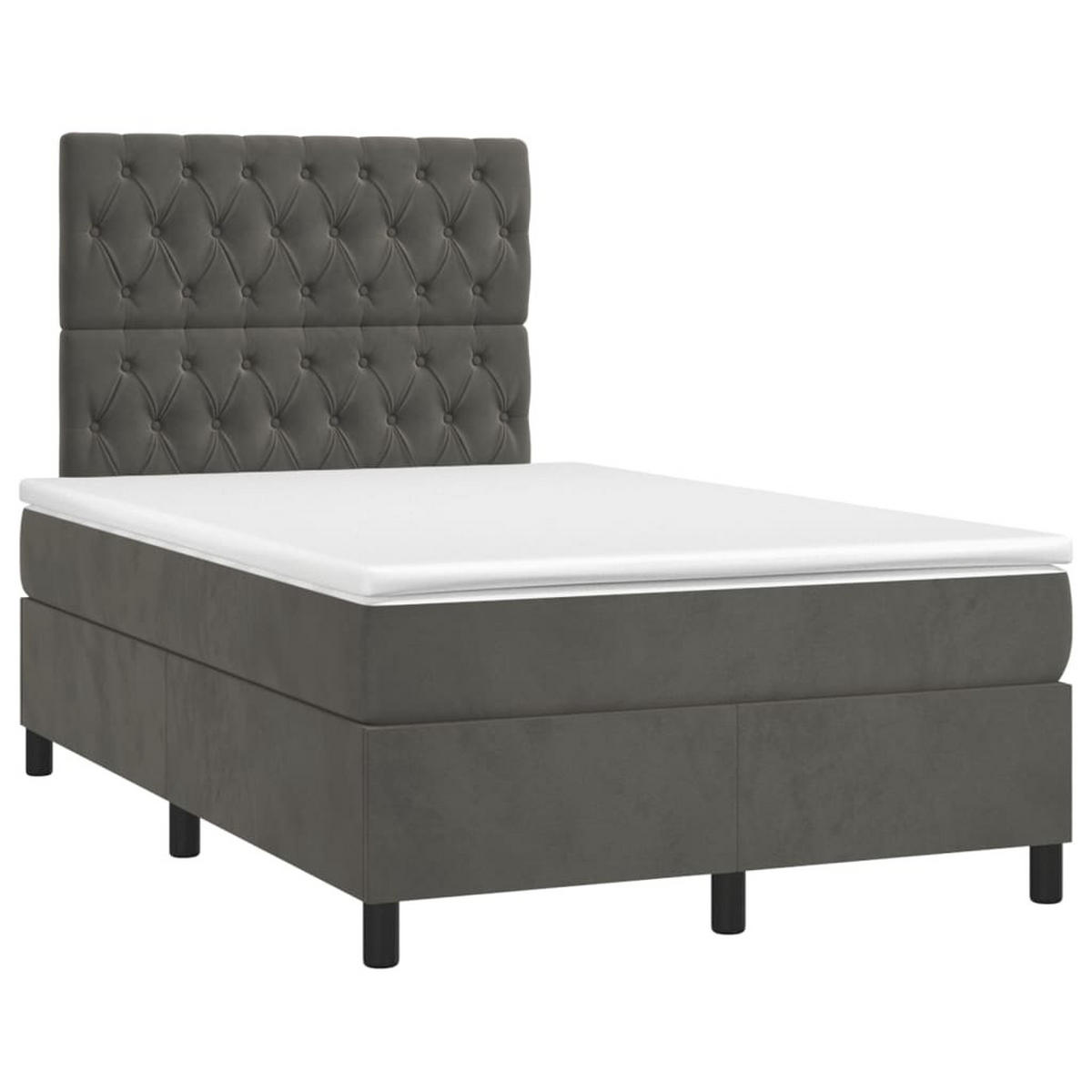 BOXBETT Mit Matratze Dunkelgrau 120/200 Cm Samt - Weiß, Textil (120/200cm) - vidaXL