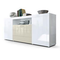 SIDEBOARD Santiago Weiß Hochglanz / Creme Hochglanz - Weiß Hochglanz, Holzwerkstoff (167/72/35cm) - Vladon