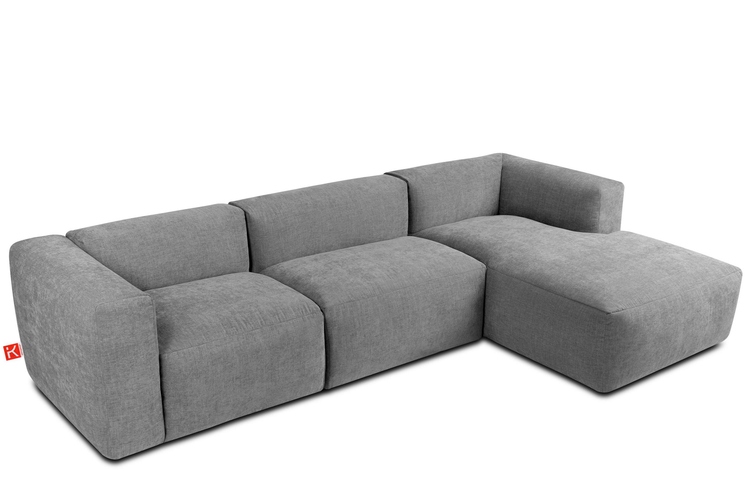 ECKMODULSOFA-RECHTS BUFFO mit extrem weicher und bequemer Sitzfläche, Gewebestoff, hell aschfahl - Hellgrau, Textil (297/180cm) - KONSIMO®