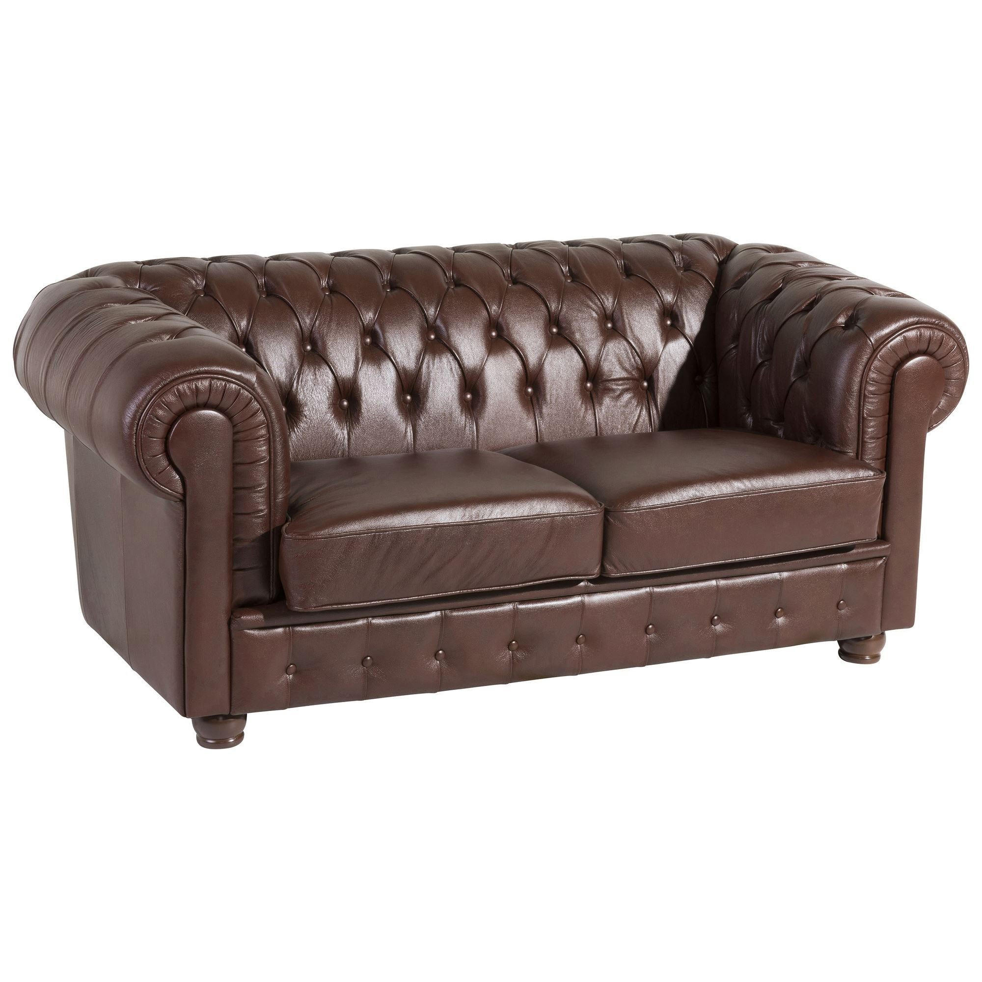 SOFA 2-Sitzer Kalea Bezug Wischleder Buche nussbaum dunkel / braun - Braun, Leder (172/76/98cm) - 58aufmkessel