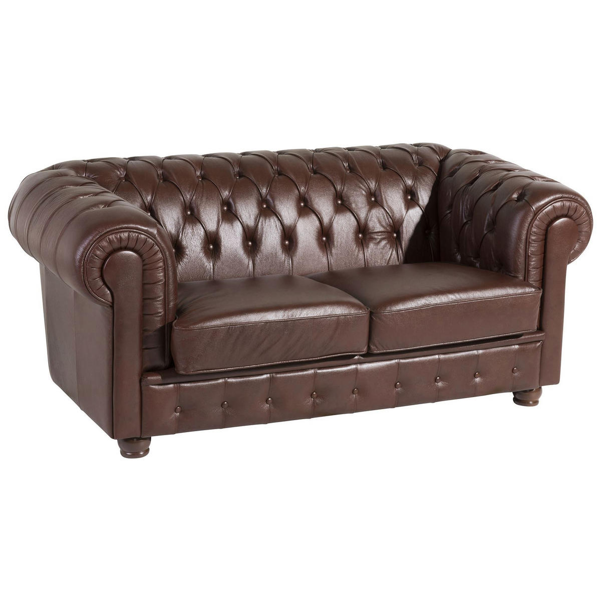 SOFA 2-Sitzer Kalea Bezug Wischleder Buche nussbaum dunkel / braun - Braun, Leder (172/76/98cm) - 58aufmkessel