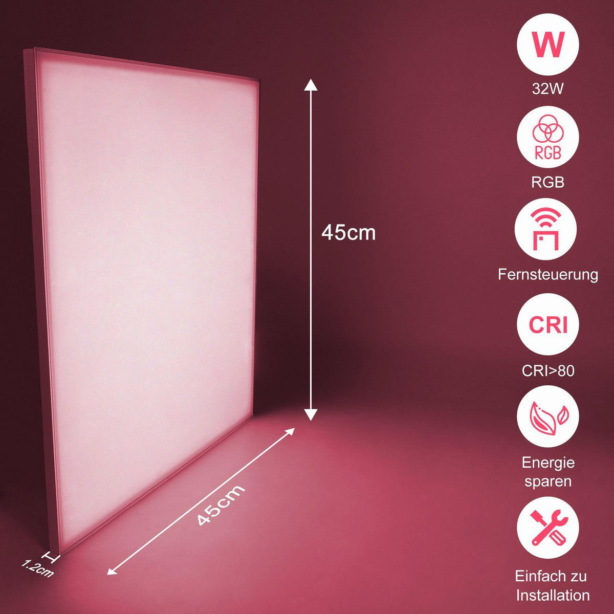 LED-DECKENLEUCHTE Waltraud 45/45/2 cm - Weiß, Metall (45/45/2cm) - Nettlife