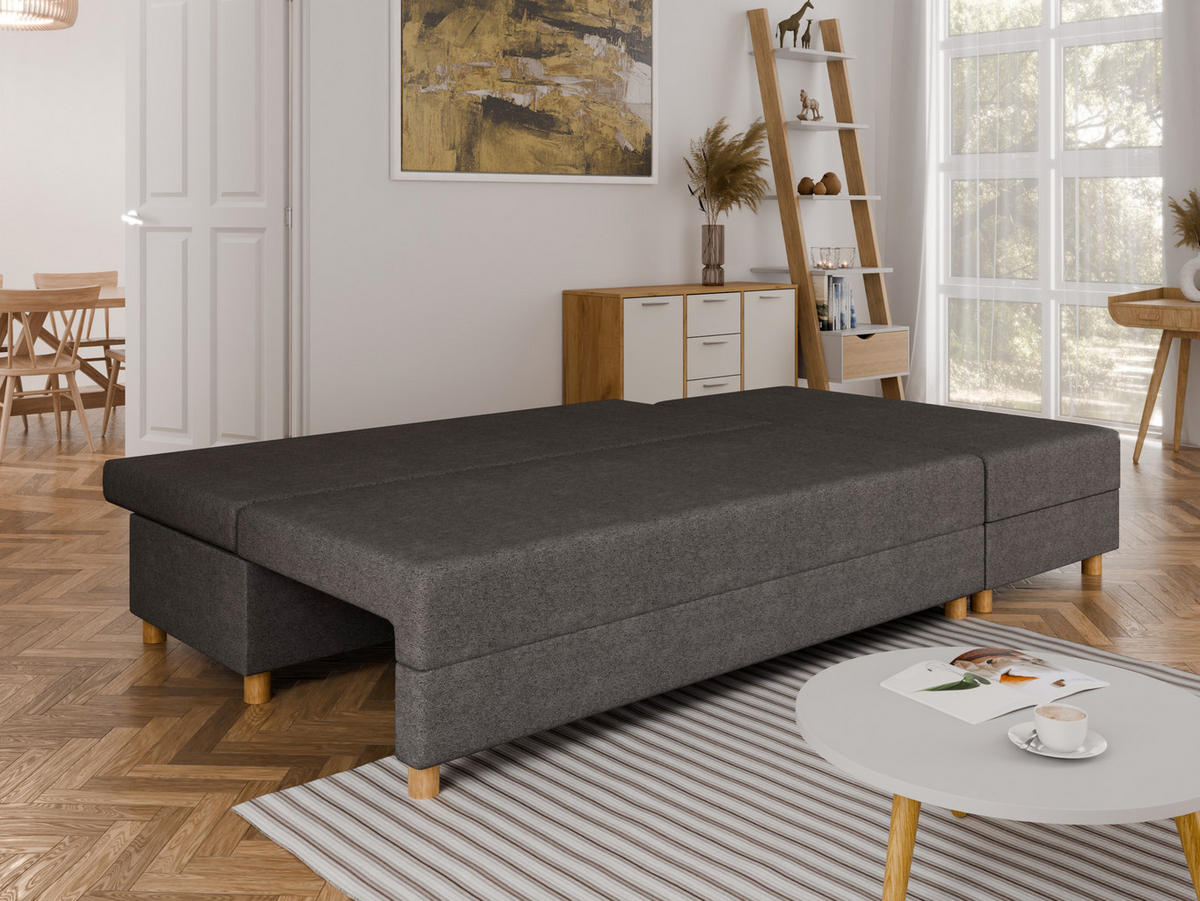 ECKSOFA Lellice L-Form - links oder rechts montierbar, dunkelgrau - Dunkelgrau, Holz (214/122cm) - Panda Möbel