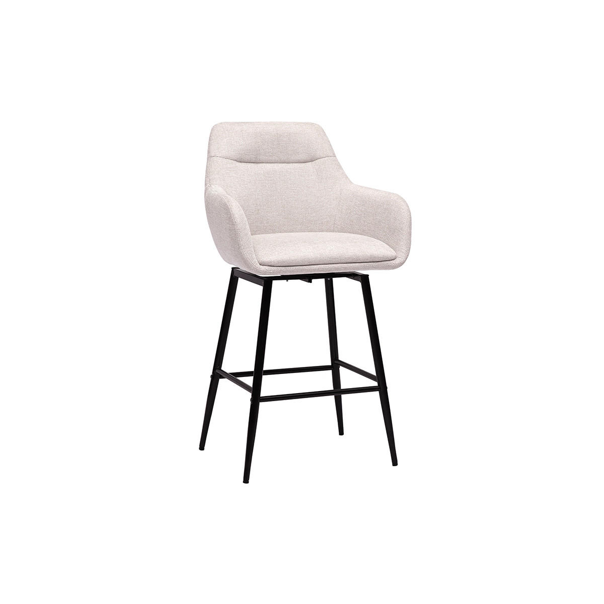 BARHOCKER drehbar 360° aus Stoff in Samtoptik beige und Metall H66 cm (2er-Set) ALESS - Beige, Textil (53.7/95.5/52.5cm) - Miliboo