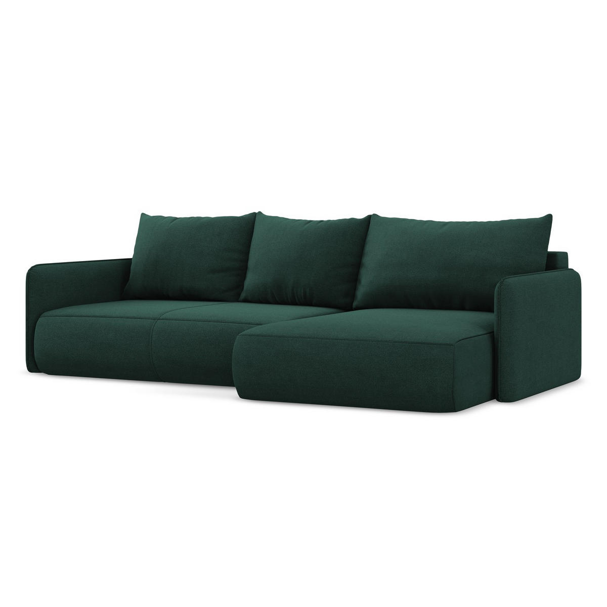 ECKSOFA mit Schlaffunktion Strukturstoff Stoff Grün - Dunkelgrün/Schwarz, Kunststoff/Textil (240/148cm) - LaMiaSofa