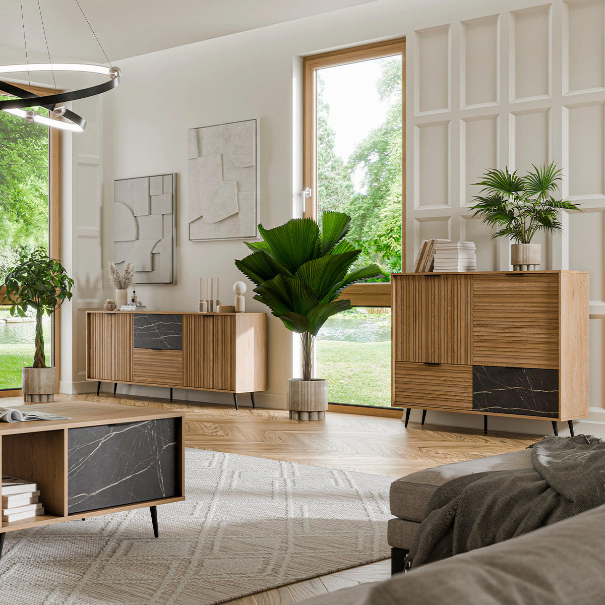SIDEBOARD Luka Holz und Schwarz - Schwarz, Holzwerkstoff (121.4/110.8/40cm) - Petits-meubles