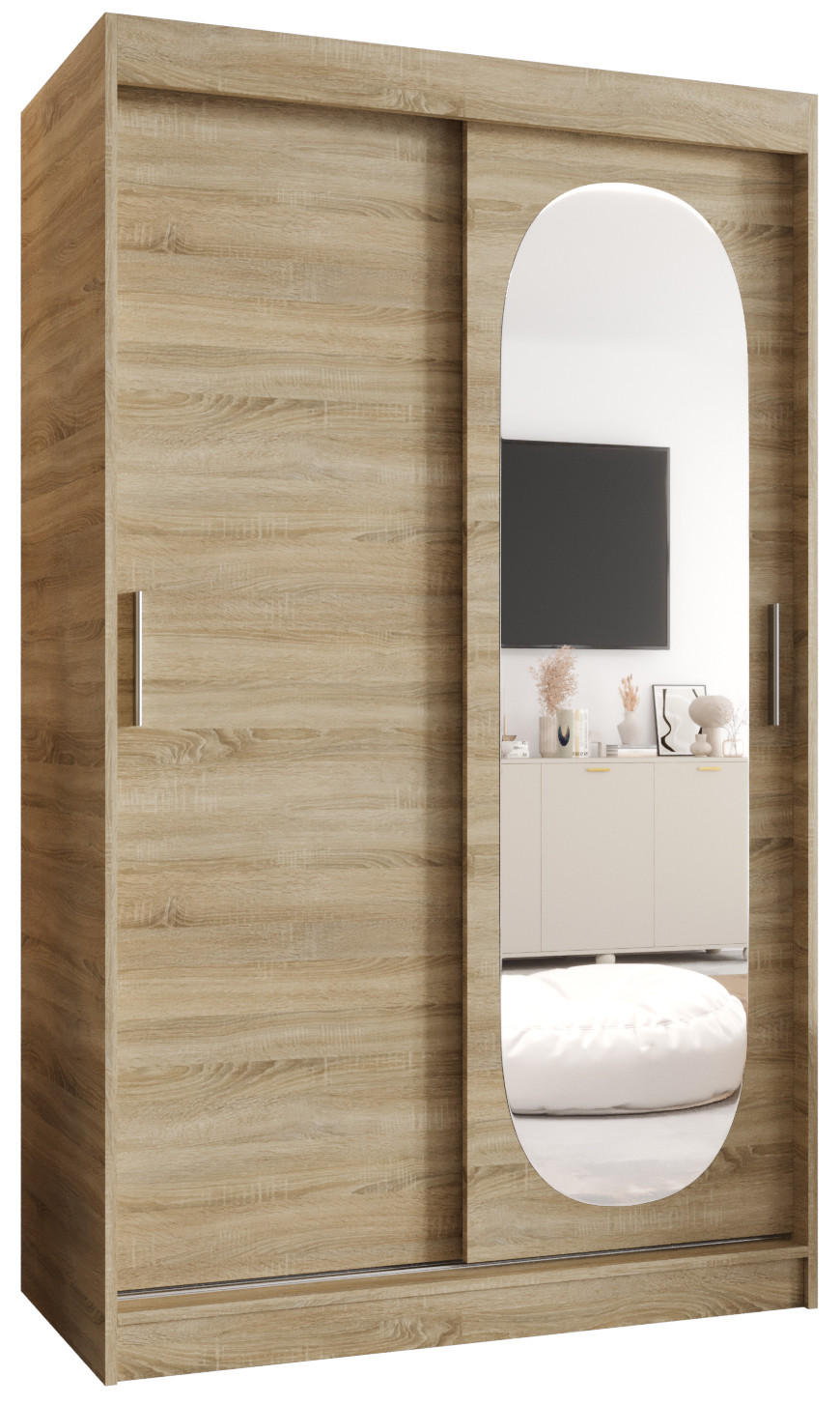 OMARA z drsnimi vrati 200/120/62 2-vratni - srebrne barve/bela, umetna masa/les (120/200/62cm) - MÖBEL KRYSPOL