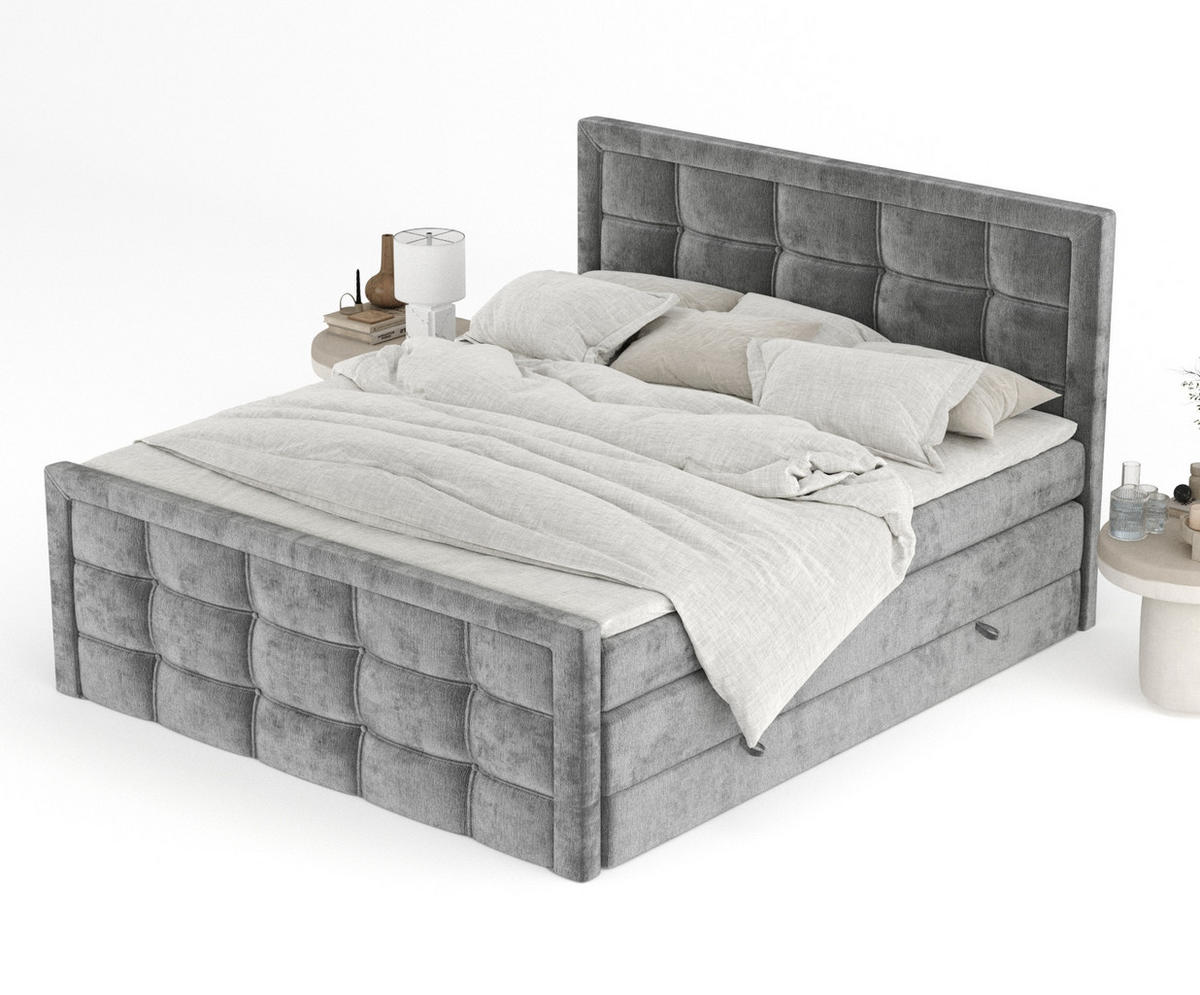 BOXSPRINGBETT Ambrosia Grau 140/200 cm - Schwarz/Grau, Holz/Holzwerkstoff (140/200cm) - Maison de Reve