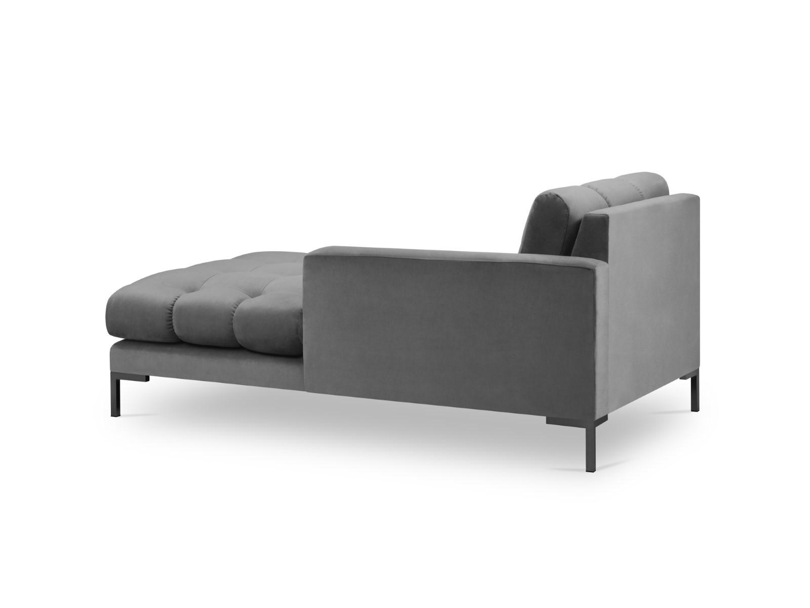 CHAISELONGUE rechts Mamaia aus Samt hellgrau - Hellgrau, Textil (102/75/185cm) - Micadoni