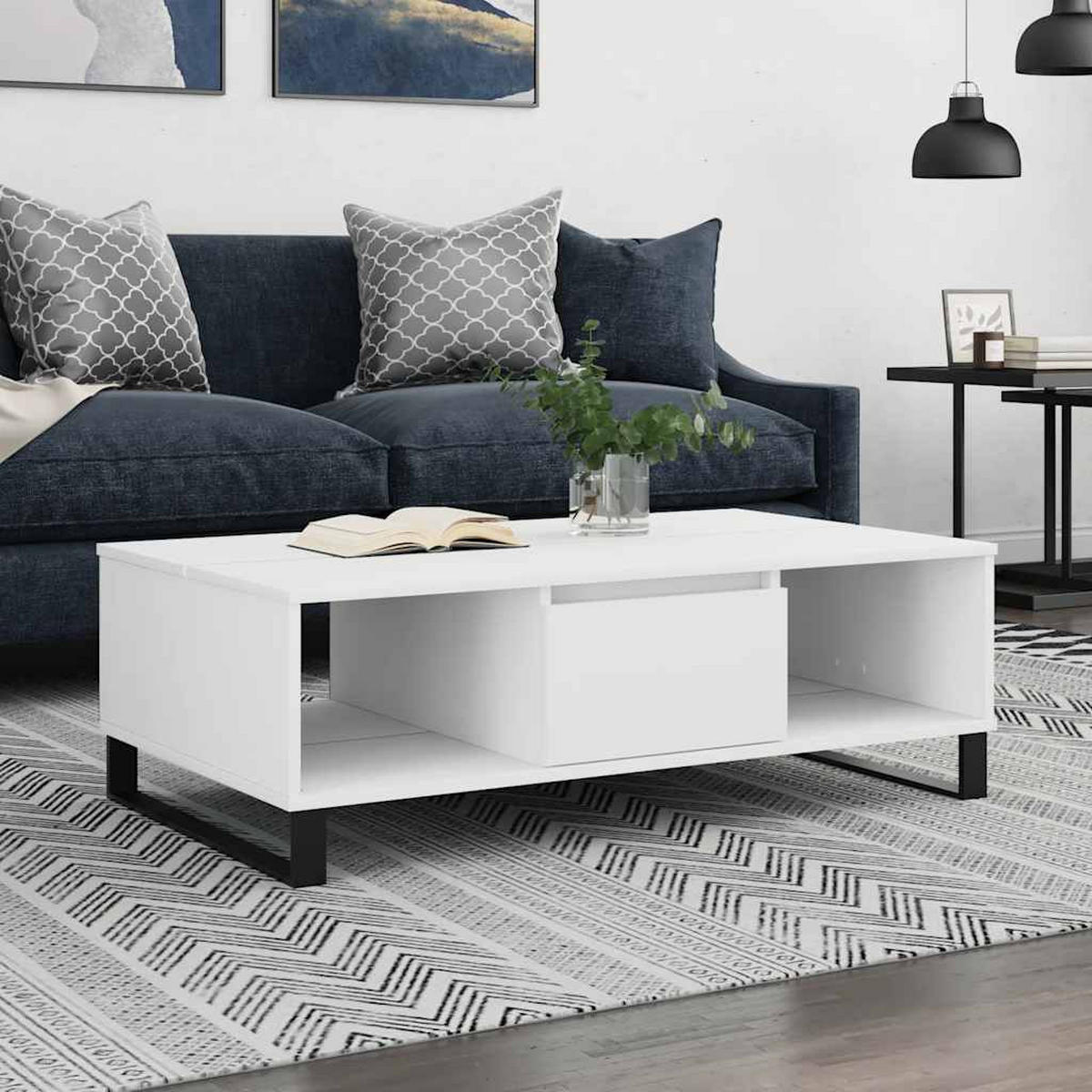 COUCHTISCH Weiß 104x60x35 cm Holzwerkstoff - Weiß, Holzwerkstoff (104/60/35cm) - furnicato