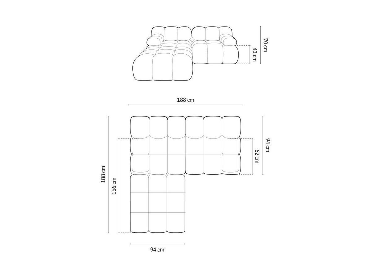 SOFA modular Bellis aus 3D-Stoff braun 3 Sitzplätze - Braun, Textil (188/70/188cm) - Micadoni