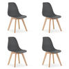 ESSZIMMERSTUHL 4-er Set KITO dunkelgrauer Sitz, natürliche Beine - Dunkelgrau/Naturfarben, Kunststoff (46/80/54.5cm) - Valora