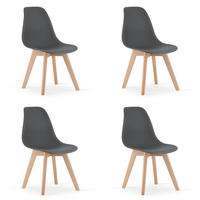 ESSZIMMERSTUHL 4-er Set KITO dunkelgrauer Sitz, natürliche Beine - Dunkelgrau/Naturfarben, Kunststoff (46/80/54.5cm) - Valora