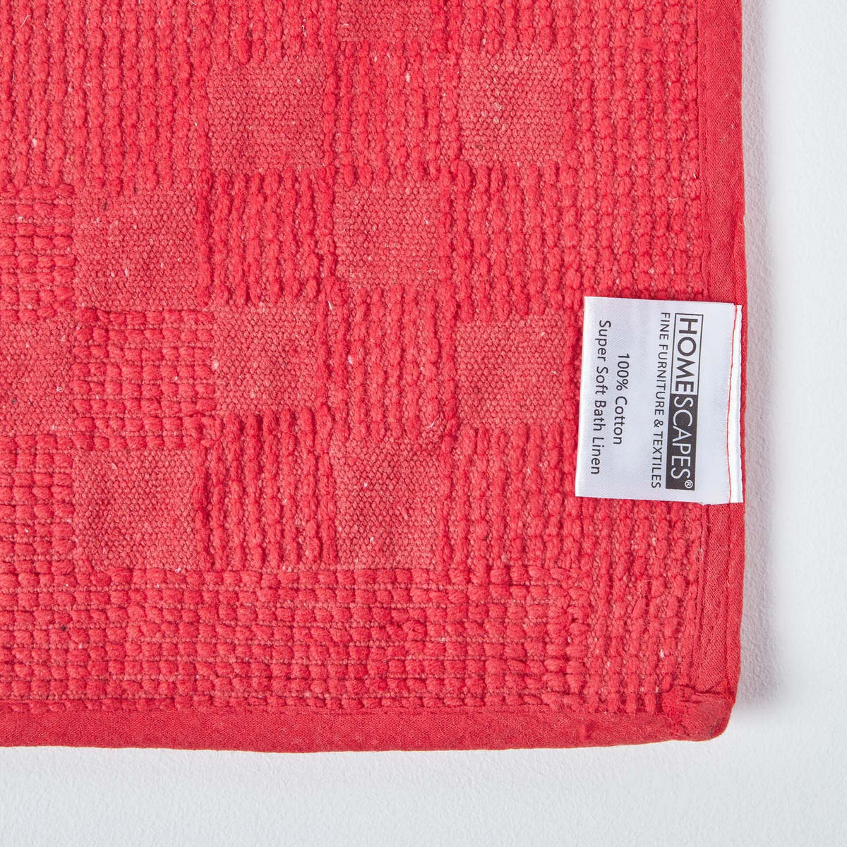 BADEMATTE 45/75 cm Karo-Bordüre, Baumwolle - Rot, Textil (45/75cm) - Homescapes