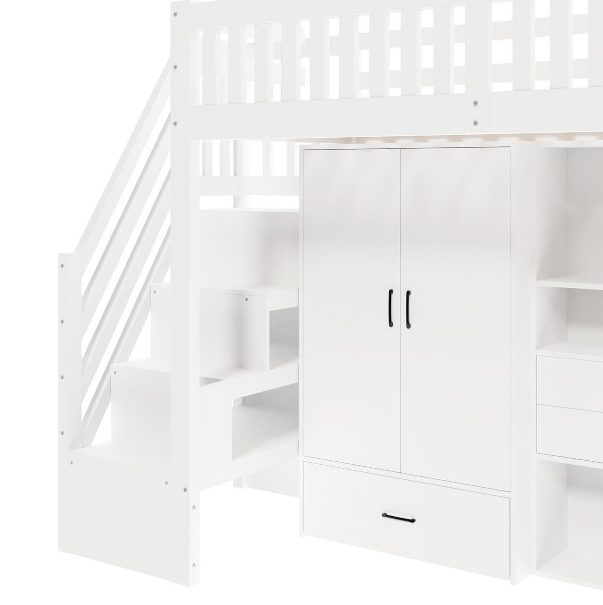 HOCHBETT 90/200 cm Weiß aus Kiefernholz mit Schreibtisch und Stauraum - Weiß, Holz (90/200cm) - OKMYHOME