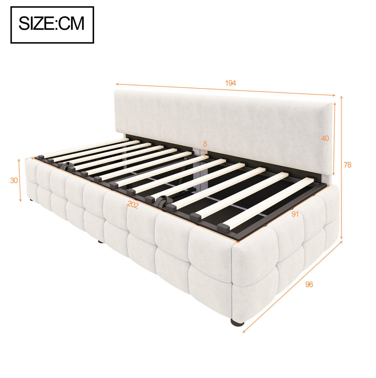 POLSTERBETT Schlafsofa 90/200 cm aus Samt mit hydraulischem Stauraum Beige - Beige, Textil (90/200cm) - Modenvie