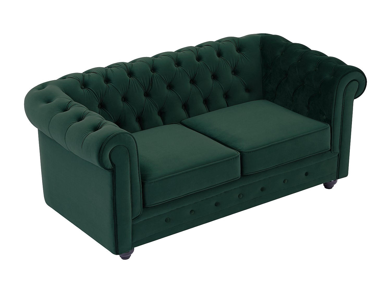 SOFA 2-Sitzer - Samt - Grün - CHESTERFIELD - Grün, Textil (168/72/88cm) - Vente-Unique
