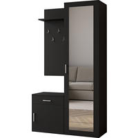GARDEROBE Talia mit Spiegel, universell montierbar, 100/180/35 cm Schwarz - Schwarz, Holzwerkstoff (100/180.5/35cm) - WFL GROUP