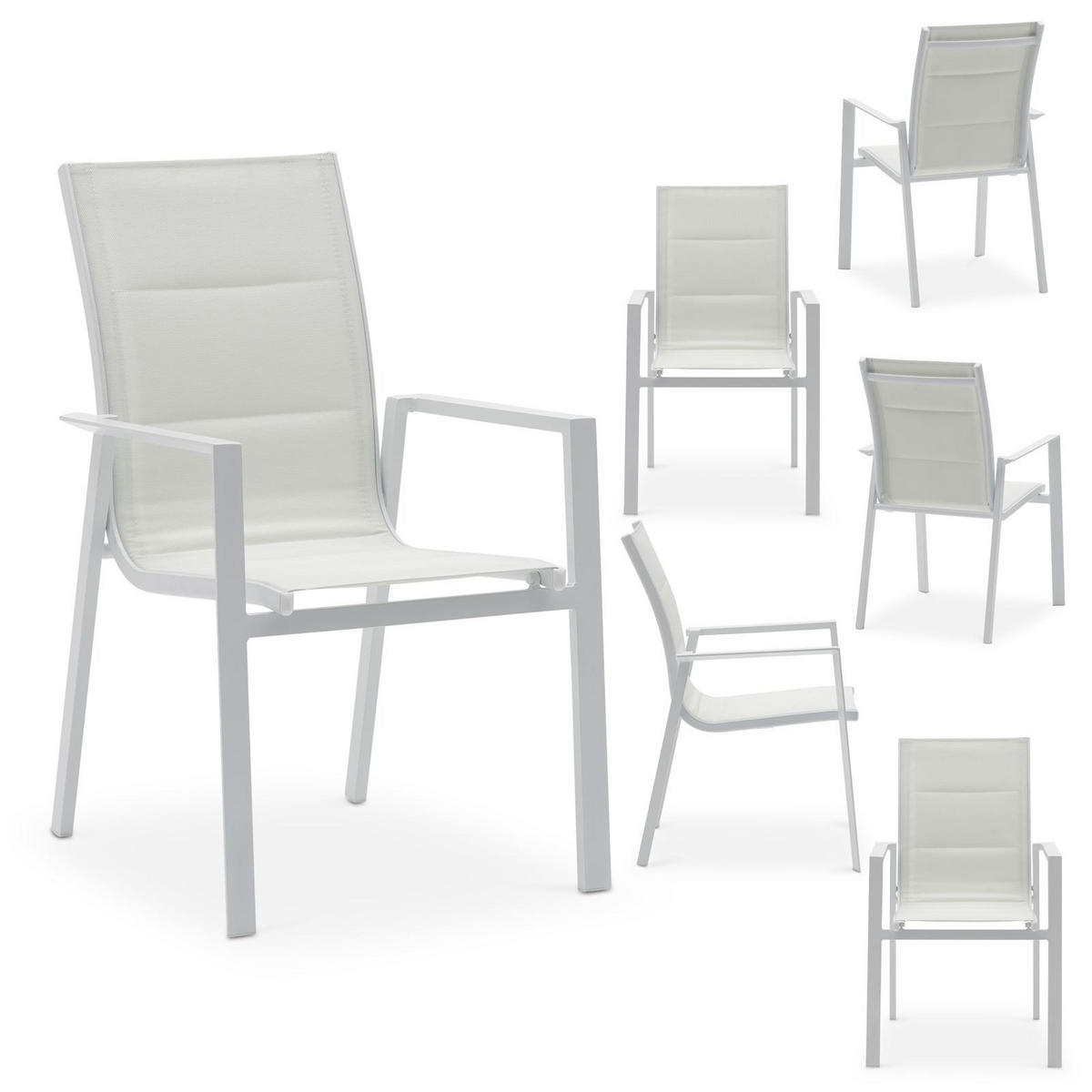 GARTENSTÜHLE TRAPANI 6er-Set weiß - Weiß, Metall (42/91/43cm) - IDIMEX