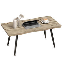 COUCHTISCH Beistelltisch mit Stahlbeine, 4 cm dicker Tischplatte Wohnzimmertisch 100 x 50 x 45 cm Eiche+Schwarz - Eichefarben, Holzwerkstoff (50/100/45cm)