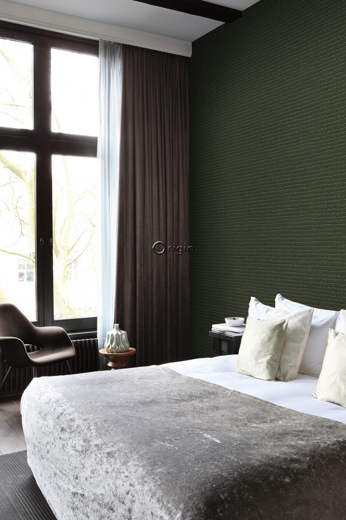 TAPETE Krokodil-Optik 53 cm x 10.05 m - Grün, Papier (53/1000cm) - Origin Wallcoverings